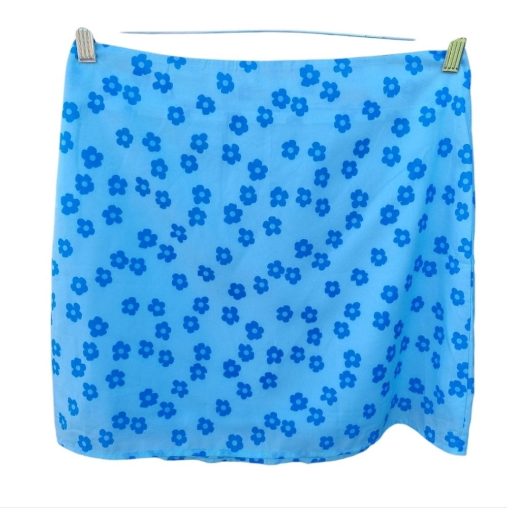 SHEIN Women's Blue Floral Mini Skirt Size L